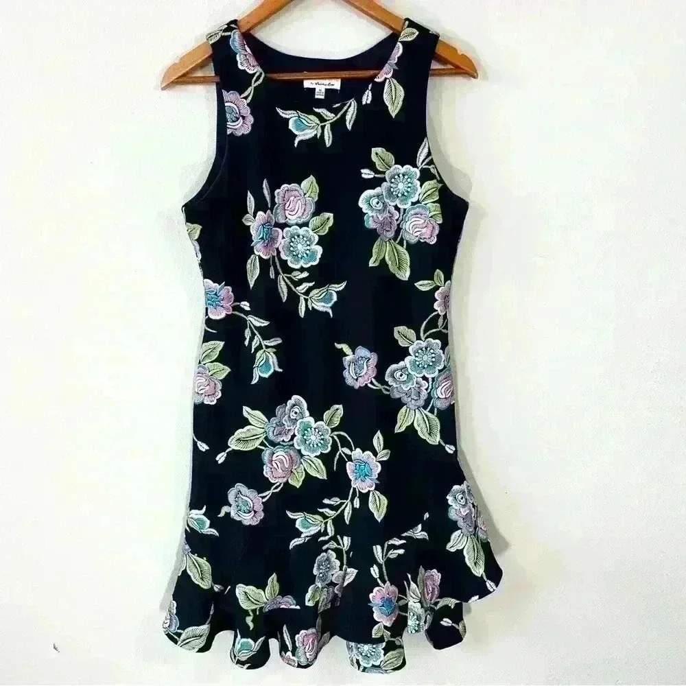 Signature by Robbie Bee navy ruffle dress